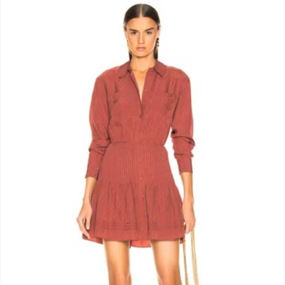 Veronica Beard Rory Long Sleeve Mini Silk Shirt Dress Size 02
